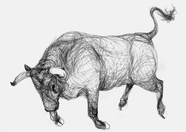 Эскиз быка карандашом