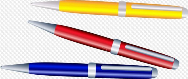 Школьная ручка на прозрачном фоне