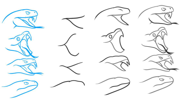 Поэтапное рисование змеи