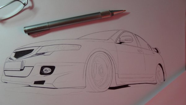 Рисунок автомобиля ручкой