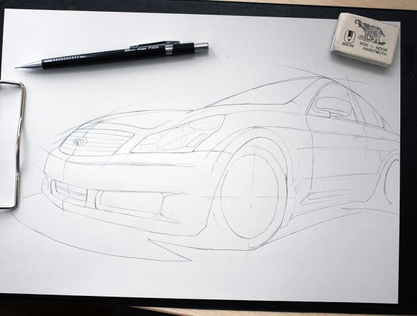 Рисунки машин ручкой