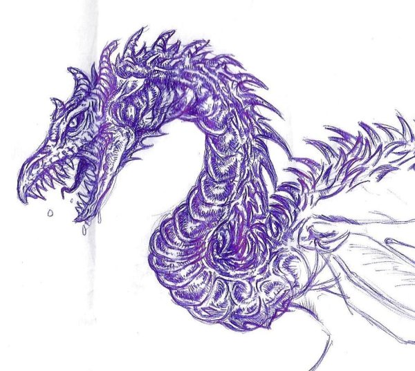 Дракон черной ручкой