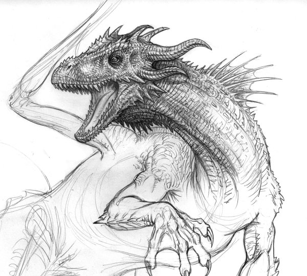 Дракон маркером черным