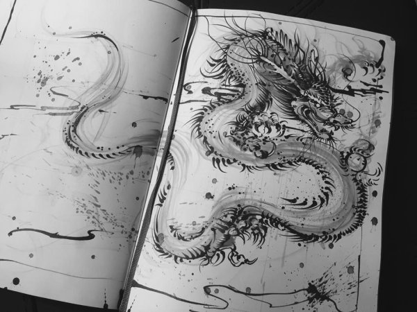 ШИПАСТЫЙ дракон простым карандашом