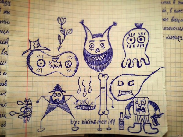 Рисунки на уроке в тетради