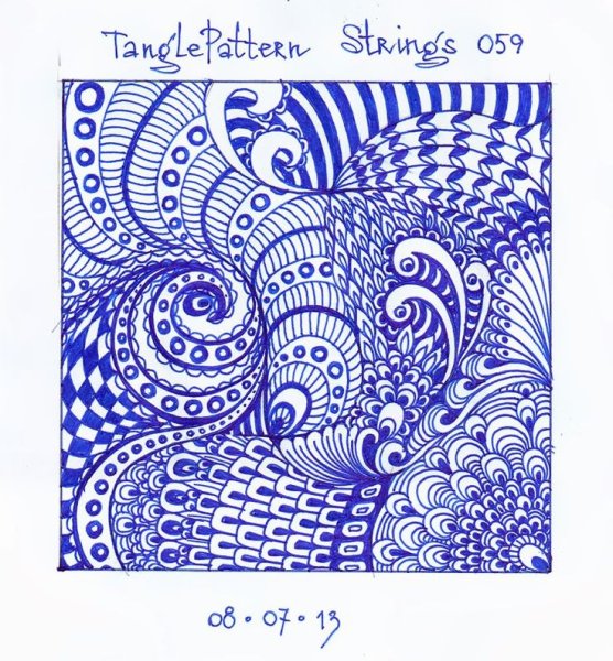 Дудлинг ручкой синей