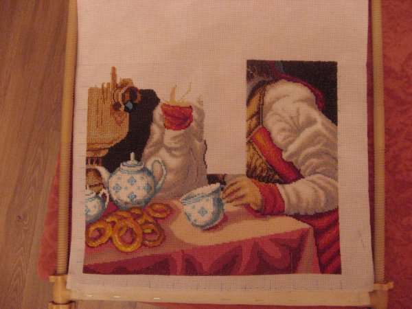 За чаем вышивка бисером