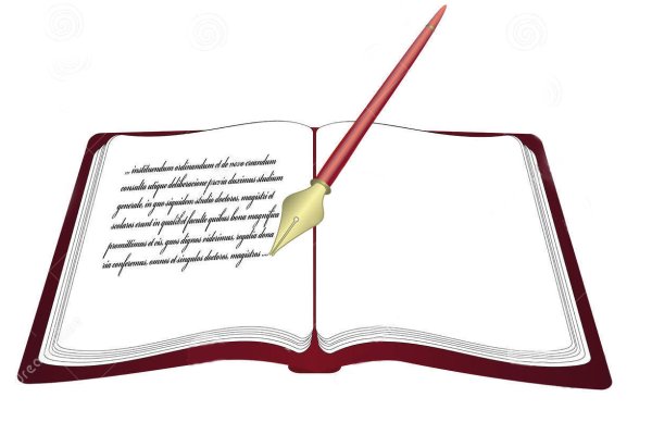 Открытая тетрадь с пером