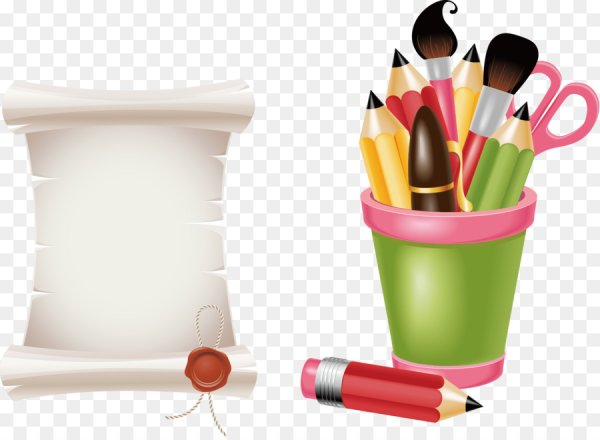 Стакан с кистями и карандашами