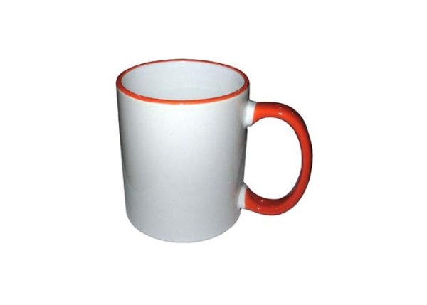 Кружка с цветной ручкой и каемкой