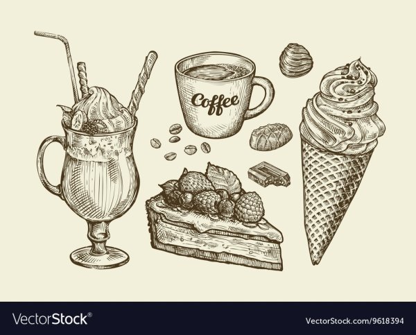 Рисунок кофе для срисовки