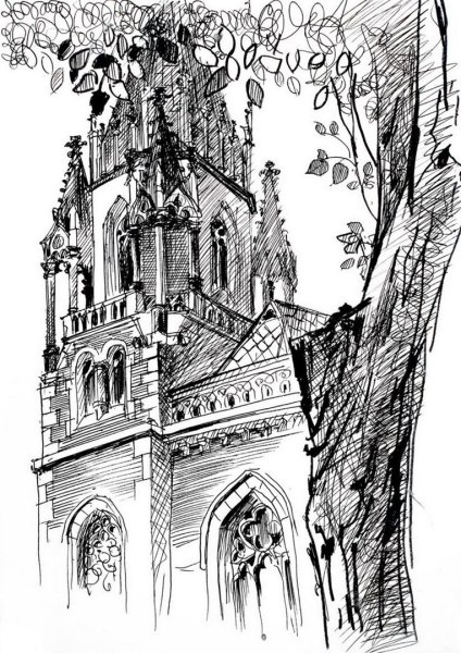 Архитектурные зарисовки тушью