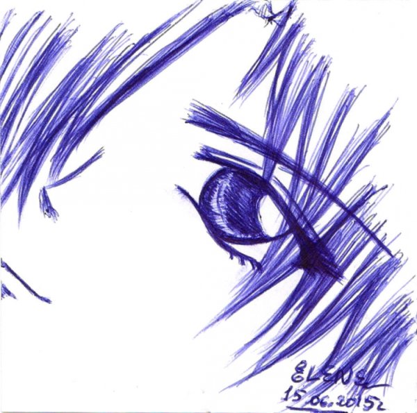 Рисунки синей шариковой ручкой