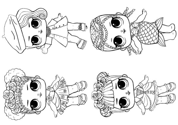 Раскраска куклы ЛОЛ много