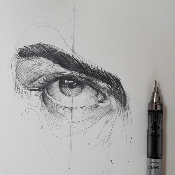 Глаз гелевой ручкой