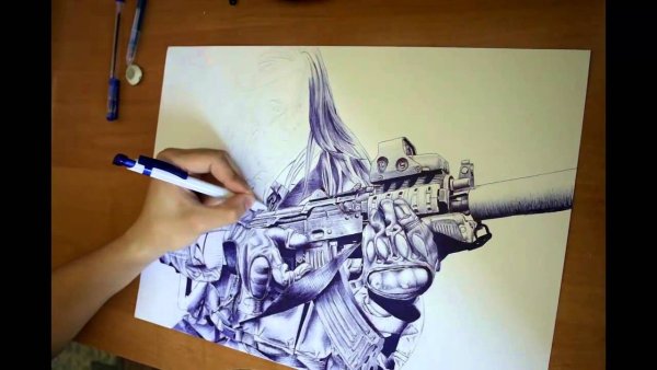 Нарисовать автомат Калашникова