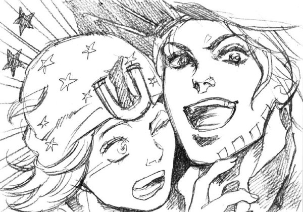 Джонни Джостар чёрно белый