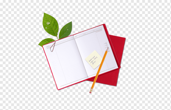 Блокнот с ручкой на прозрачном фоне