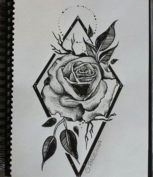 Роза гелевой ручкой