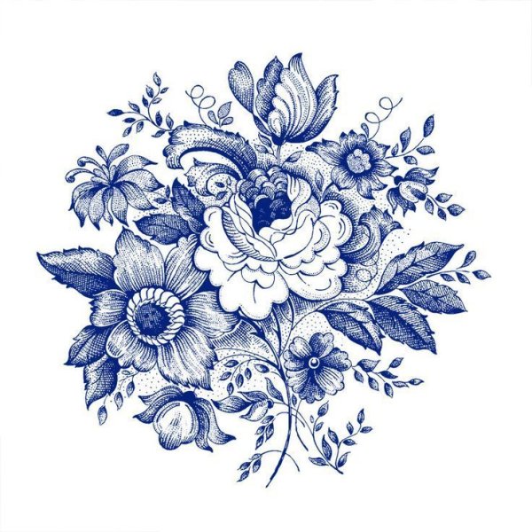 Крупные синие цветы эскиз