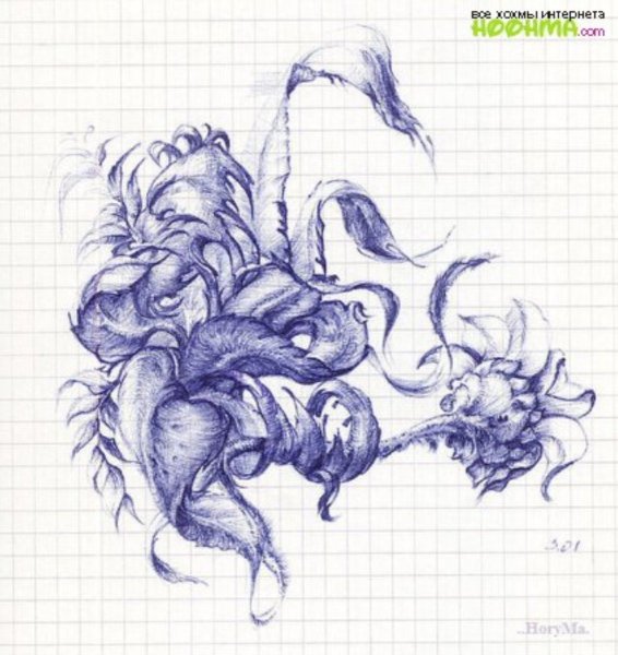 Красивые рисунки ручкой в тетради