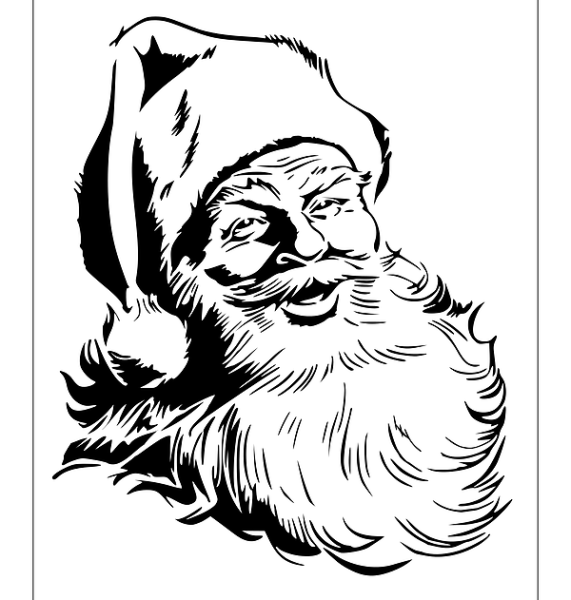 Трафарет голова Деда Мороза