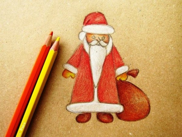 Дед Мороз рисунок карандашом