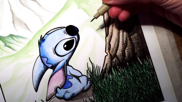 Рисунки фломастерами Стич