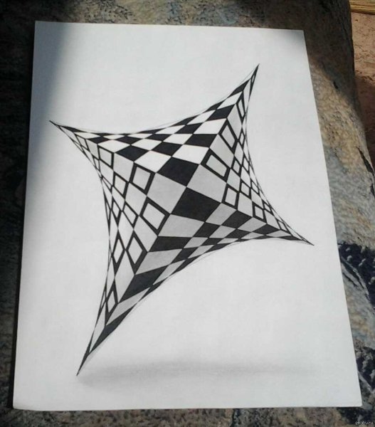 3d рисунки чёрной ручкой