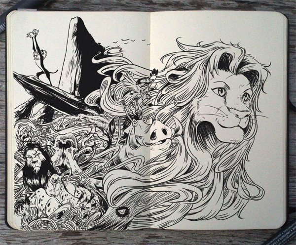 Рисунки в стиле черной ручкой