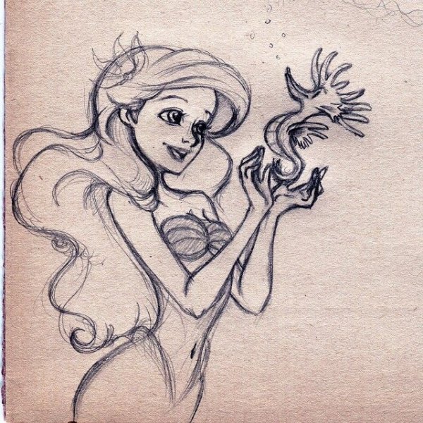 Зарисовки Ариель Уолт Дисней