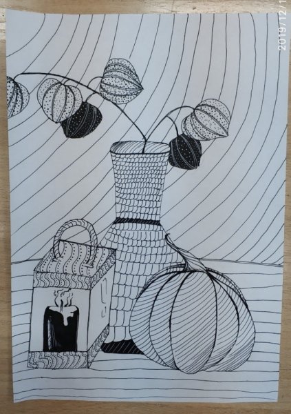 Декоративный натюрморт в графике