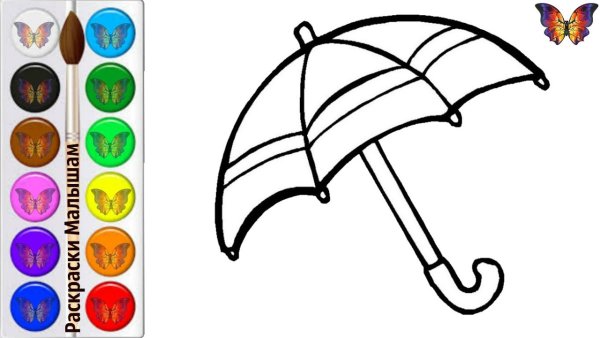 Рисование зонтик с детьми 3-4