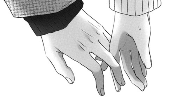 Аниме пара держатся за руки