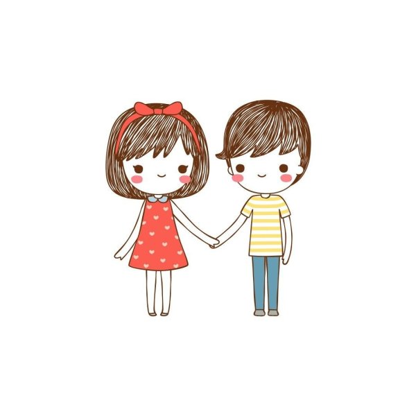 Мальчик и девочка держатся за руки