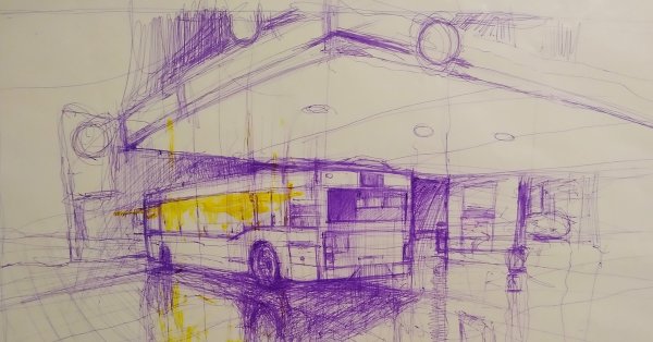 Рисунок автобуса ручкой