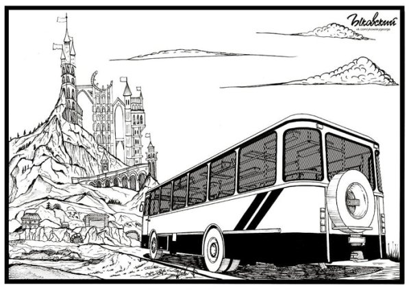 Автобус графический рисунок