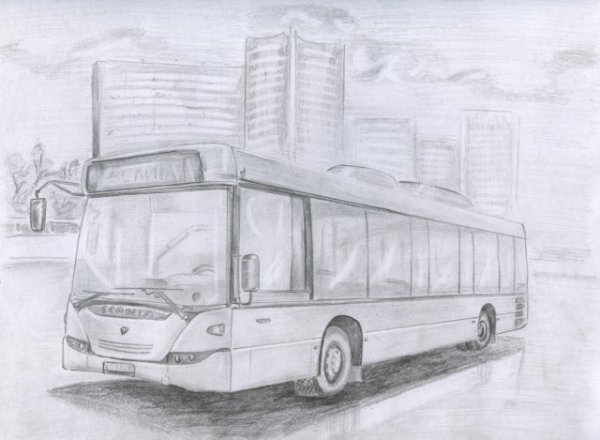 Автобус карандашом