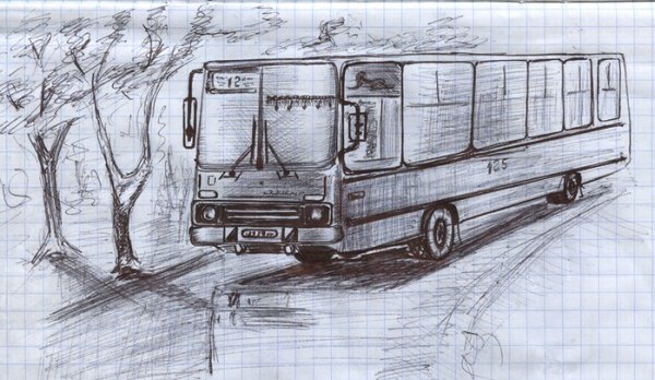 Автобус карандашом