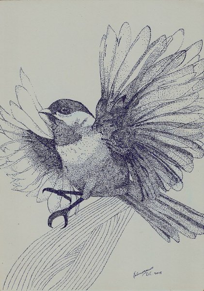 Рисование птицы пятном