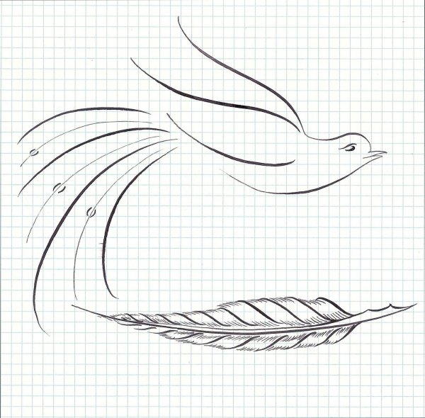 Каллиграфия птицы