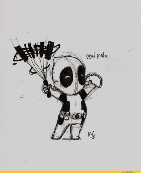 Дэдпул рисунок ручкой