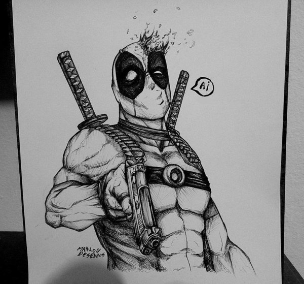 Наброски Марвел Дэдпул