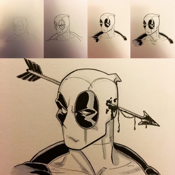 Простые скетчи Дэдпула