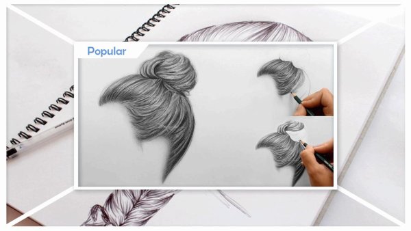 Пряди волос карандашом