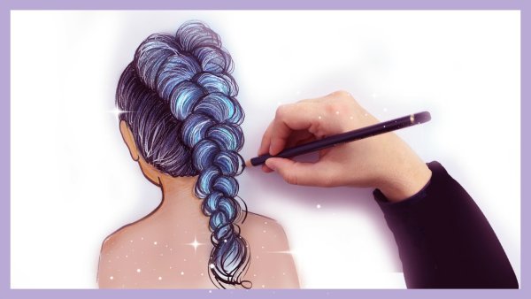 Пряди волос карандашом