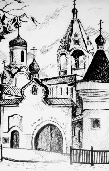 Архитектура тушью Графика Церковь Пермь