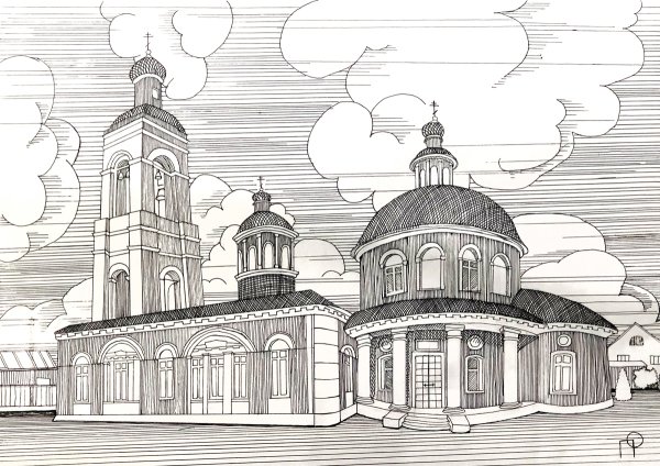 Покровский храм Барнаул рисунок
