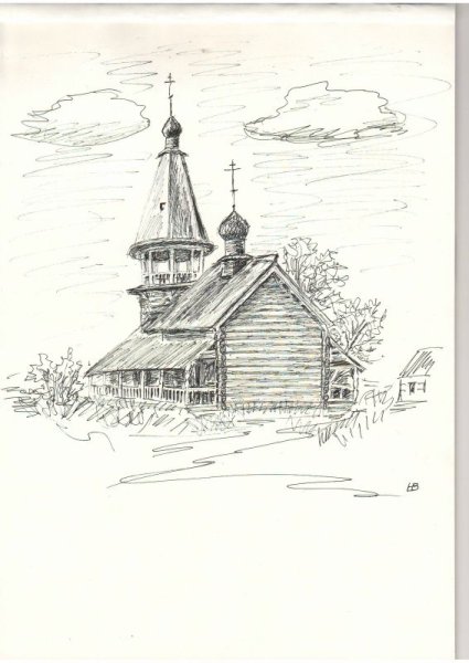 Набросок деревянного храма