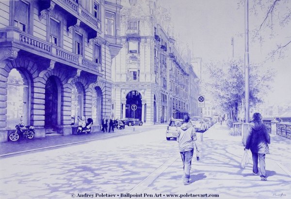 Художник Андрей Полетаев картины шариковой ручкой